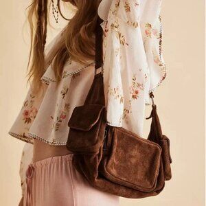 New! Free People Brown Siren Suede Shoulder Bag